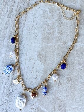 Coastal Blue/White Charm Necklace